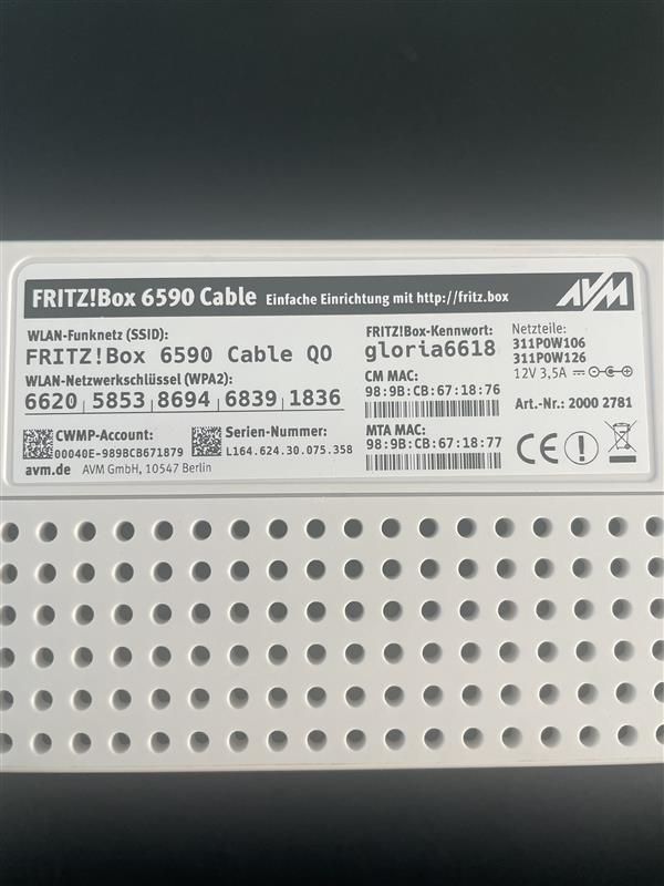 AVM WLAN-Router FRITZ!Box 6591 Cable mit Kabelmodem 20002857